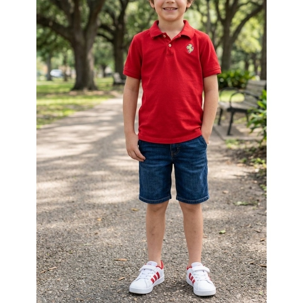 Ferrari Boys Red Short Sleeve Polo Shirt Prancing Horse Logo Size 13-14Y